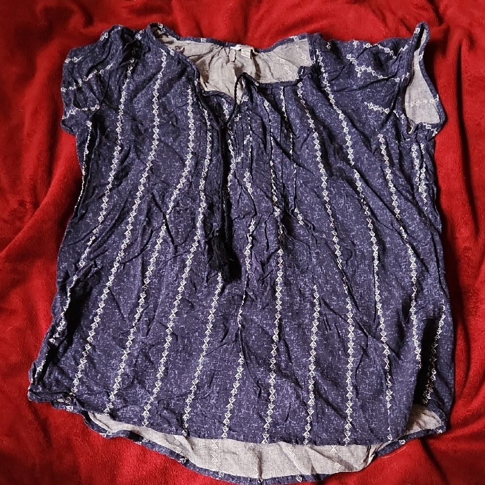 Sonoma Navy and White Striped Blouse